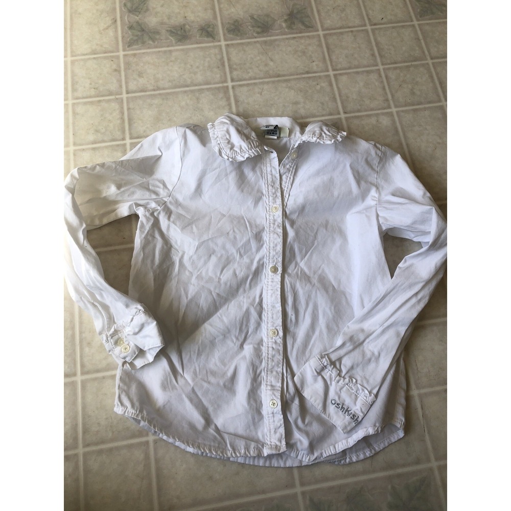 Oshkosh B'Gosh Uniform Blouse Girls Size 6X Long Sleeve Ruffled Peter Pan Collar